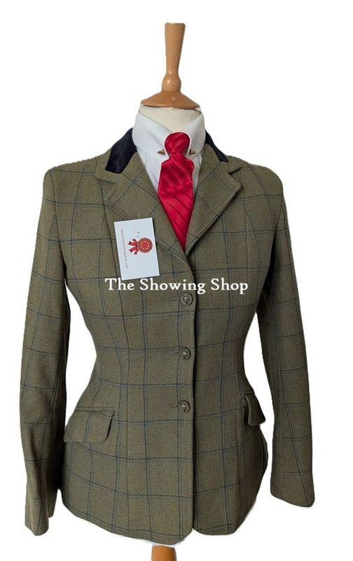 LADIES CALDENE HICKSTEAD GREEN TWEED SHOWING JACKET SIZE 10 (34)