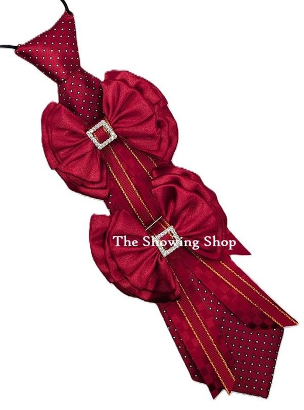 WINE & GOLD SHOW BOWS &  TIE SET