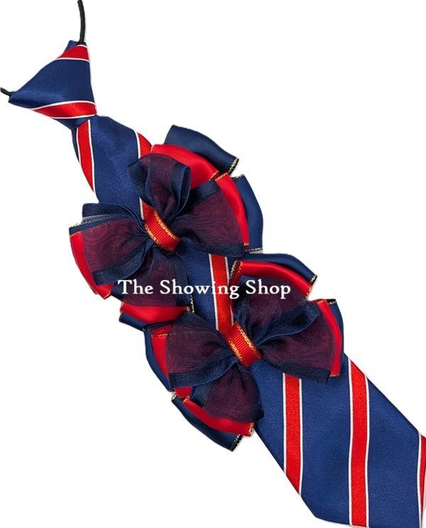 RED AND NAVY SHOW BOWS AND TIE SET