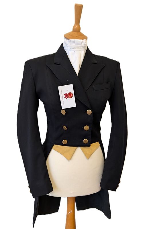 LADIES R H MEARS BLACK WOOL DRESSAGE TAILCOAT SIZE 10 (34)