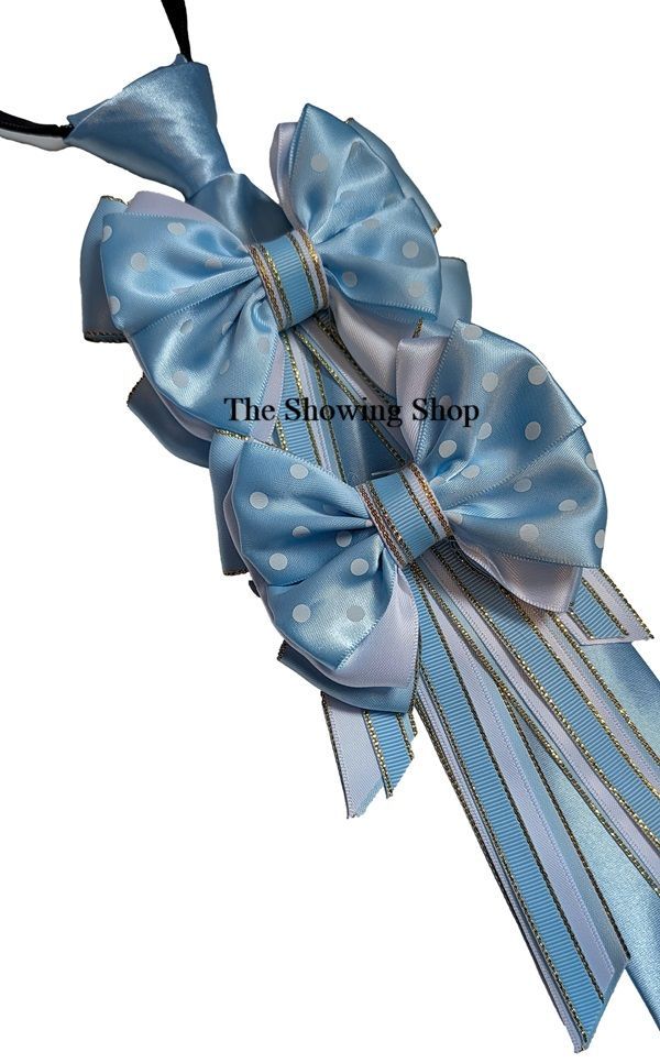 BABY BLUE & WHITE  SHOW BOWS, ZIP TIE SET