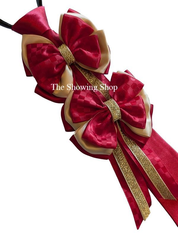 WINE & GOLD SHOW BOWS, ZIP TIE SET