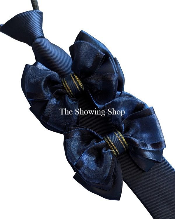 CHILDS PREMIUM SHOW BOWS AND TIE SET - NAVY
