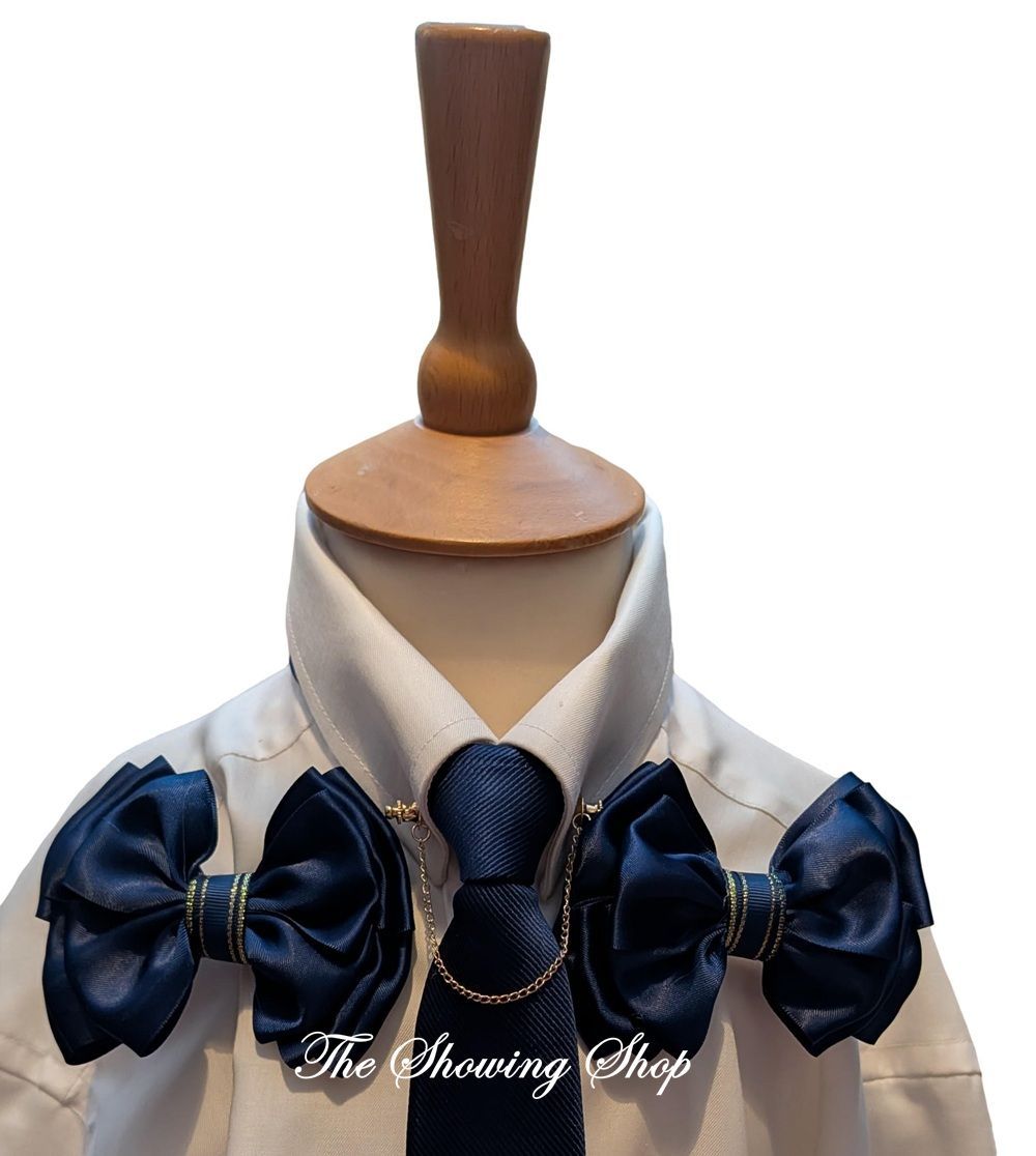 CHILDS PREMIUM SHOW BOWS AND TIE SET - NAVY CHILDS PREMIUM SHOW BOWS AND TIE SET - NAVY