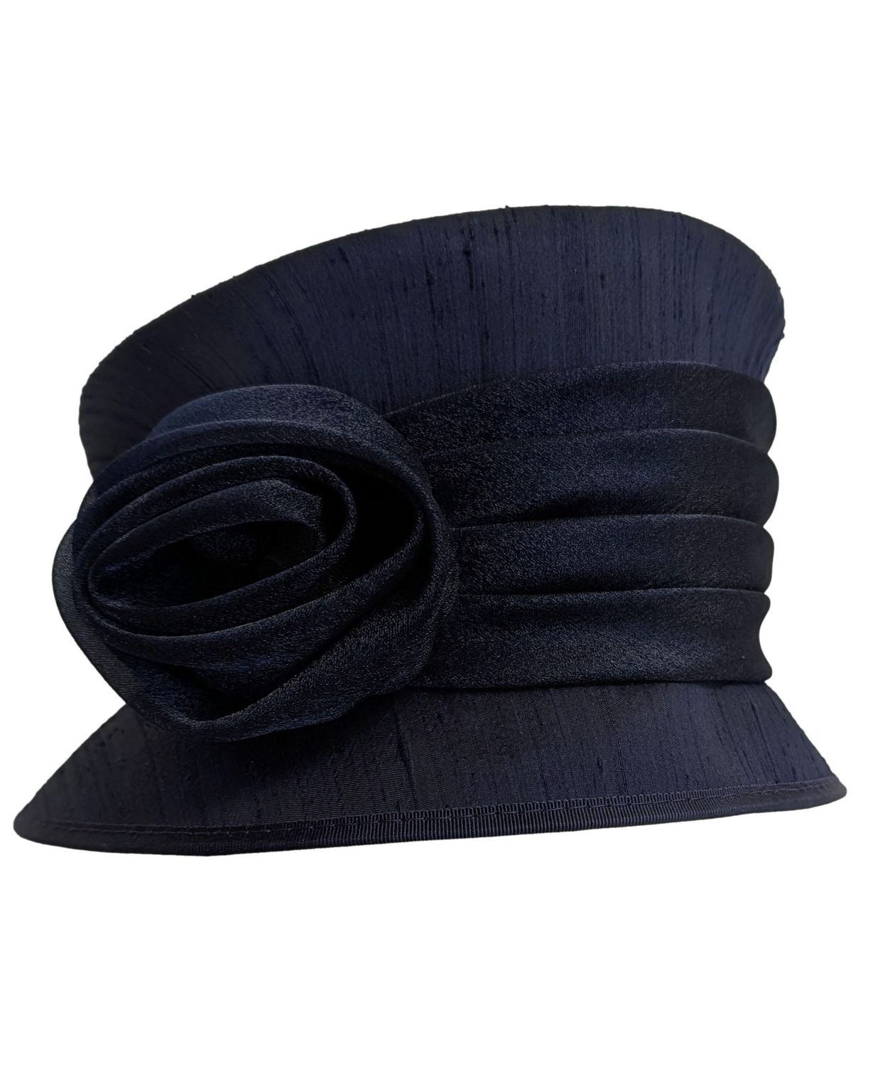 NAVY FAUX SILK LEADERS HAT