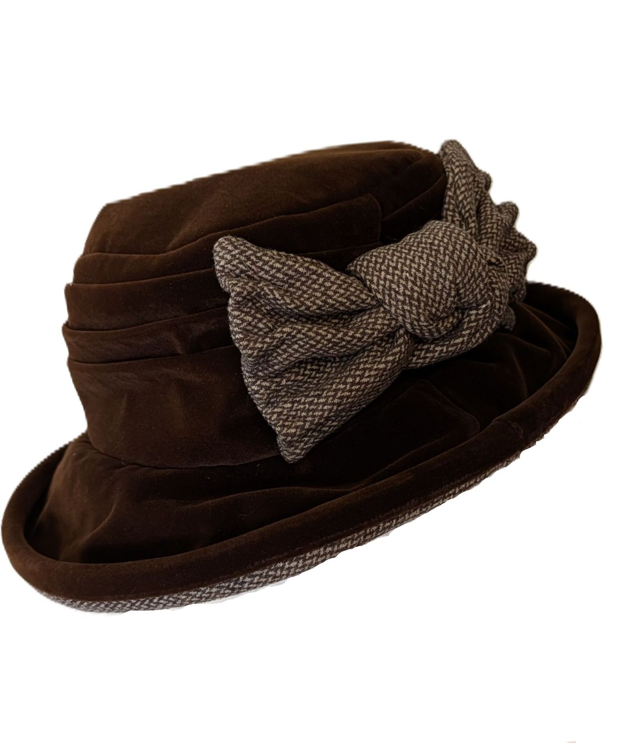 BROWN VELVET & TWEED  LEADERS HAT