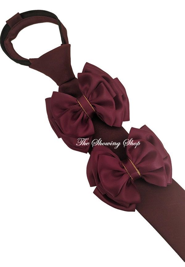CHILDS PREMIUM SHOW BOWS AND TIE SET - BURGUNDY