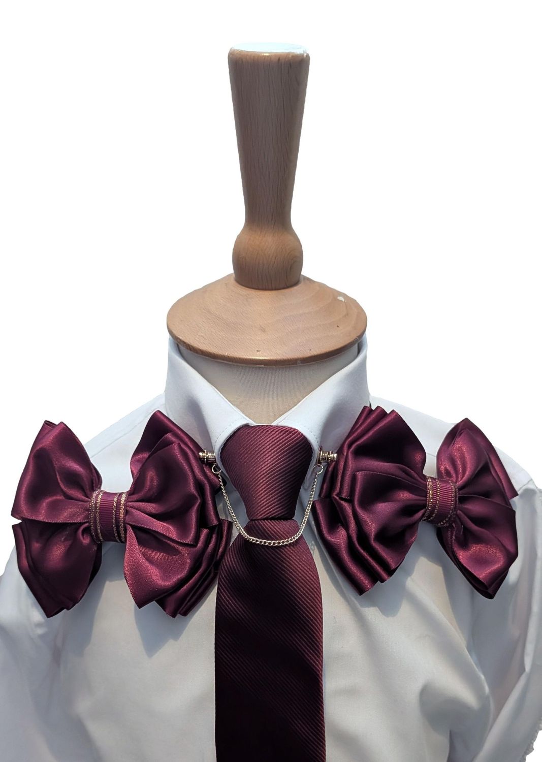 CHILDS PREMIUM SHOW BOWS AND TIE SET - BURGUNDY CHILDS PREMIUM SHOW BOWS AND TIE SET - BURGUNDY