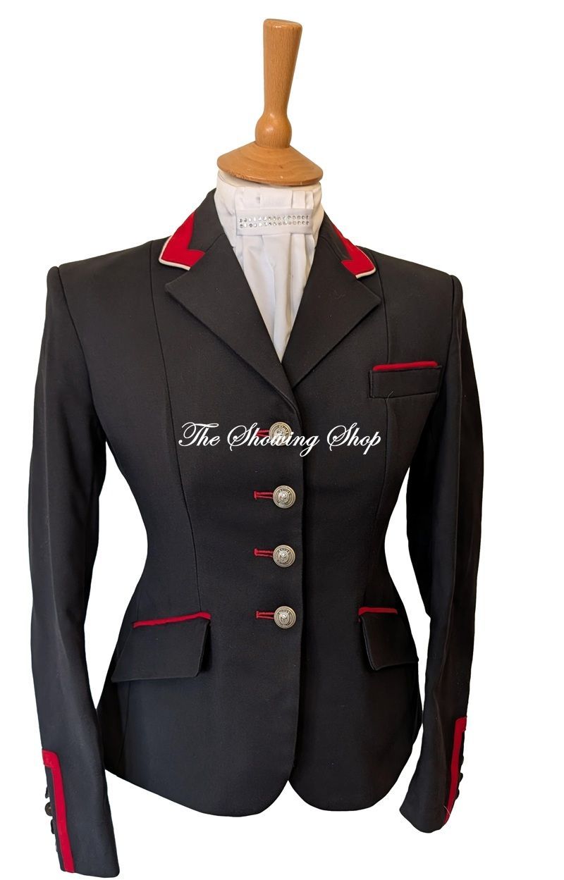 LADIES FLYING CHANGES  CHARLOTTE BLACK & RED DRESSAGE JACKET SIZE 8 (32)