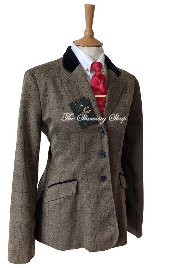 MAIDS EQUETECH BROWN TWEED SHOWING JACKET SIZE 32