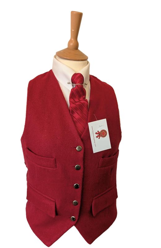 LADIES EQUETECH RED WOOL WAISTCOAT SIZE 10 (34)