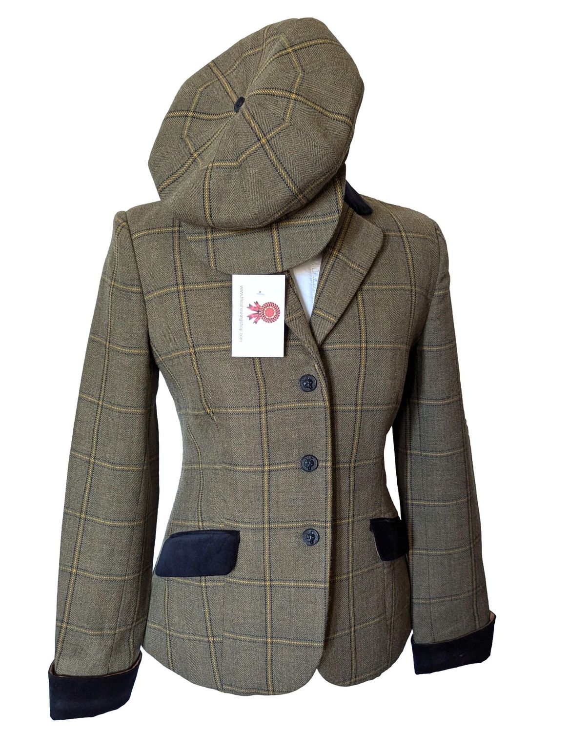 EQUETECH STOWE GREEN TWEED LEADERS JACKET AND CAP SIZE 10 (34) EQUETECH STOWE GREEN TWEED LEADERS JACKET AND CAP SIZE 10 (34)
