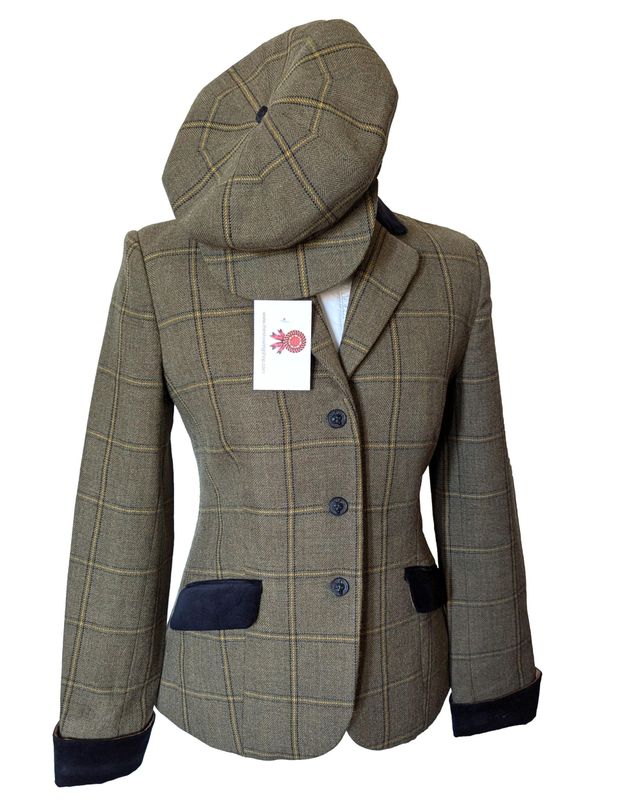 EQUETECH STOWE GREEN TWEED LEADERS JACKET  AND CAP SIZE 10 (34)