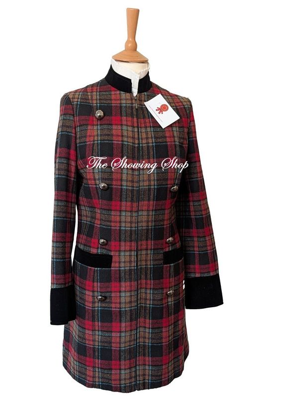 RED AND BLACK TARTAN DRESS COAT SIZE 10