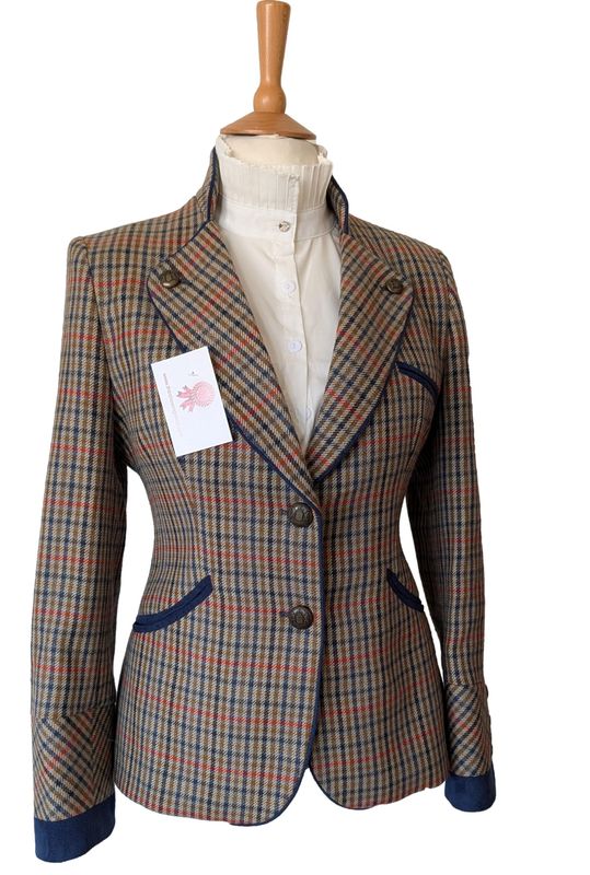 LADIES H CORRAL CHECK TWEED JACKET SIZE 16