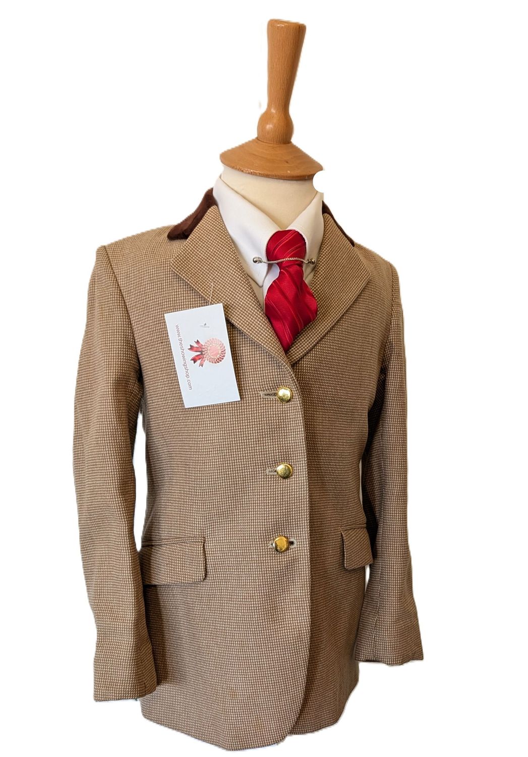 CHILDS VINTAGE FOXLEY BROWN CHECK TWEED SHOWING JACKET SIZE 26