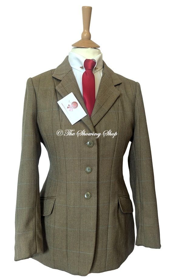 LADIES SHIRES HUNTINGDON GREEN TWEED SHOWING JACKET SIZE 10 (34)