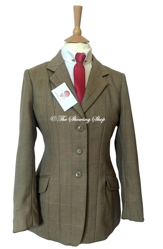 LADIES SHIRES HUNTINGDON GREEN TWEED SHOWING JACKET SIZE 10 (34)