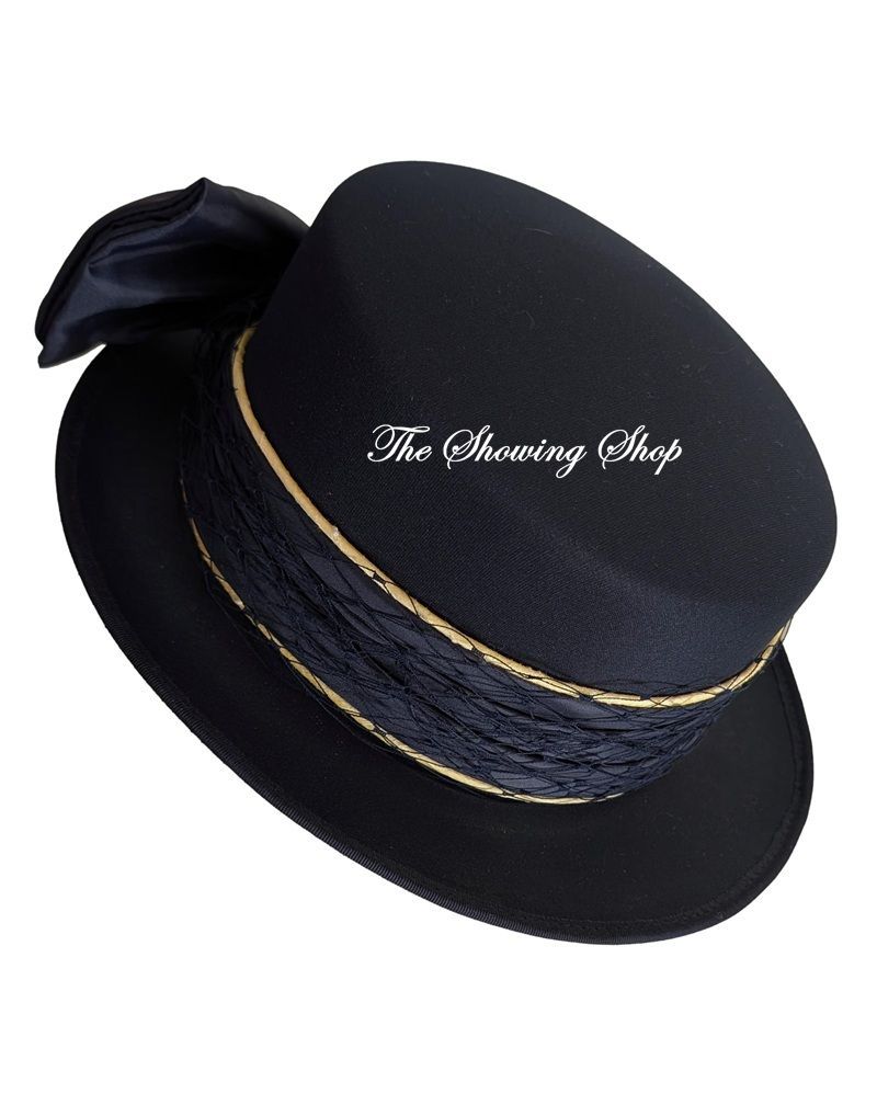 LADIES NAVY & CREAM SATIN LEADERS HAT