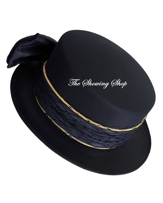 LADIES NAVY & CREAM SATIN LEADERS HAT
