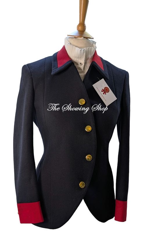 BESPOKE LADIES NAVY & RED WOOL LEADERS JACKET SIZE 12