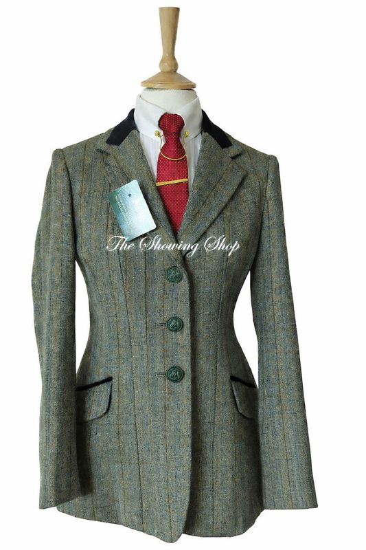 NEW MAIDS SHIRES HUNTINGDON GREEN TWEED JACKET SIZE 32 (8)