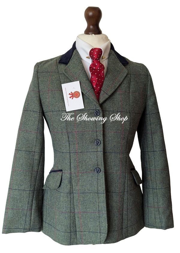 CHILDS EQUETECH GREEN & PINK TWEED SHOWING JACKET SIZE 30