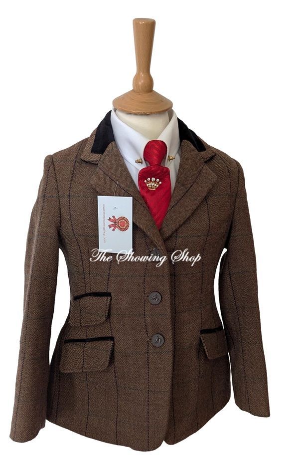CHILDS SHIRES HUNTINGDON RUST TWEED SHOWING JACKET SIZE 24
