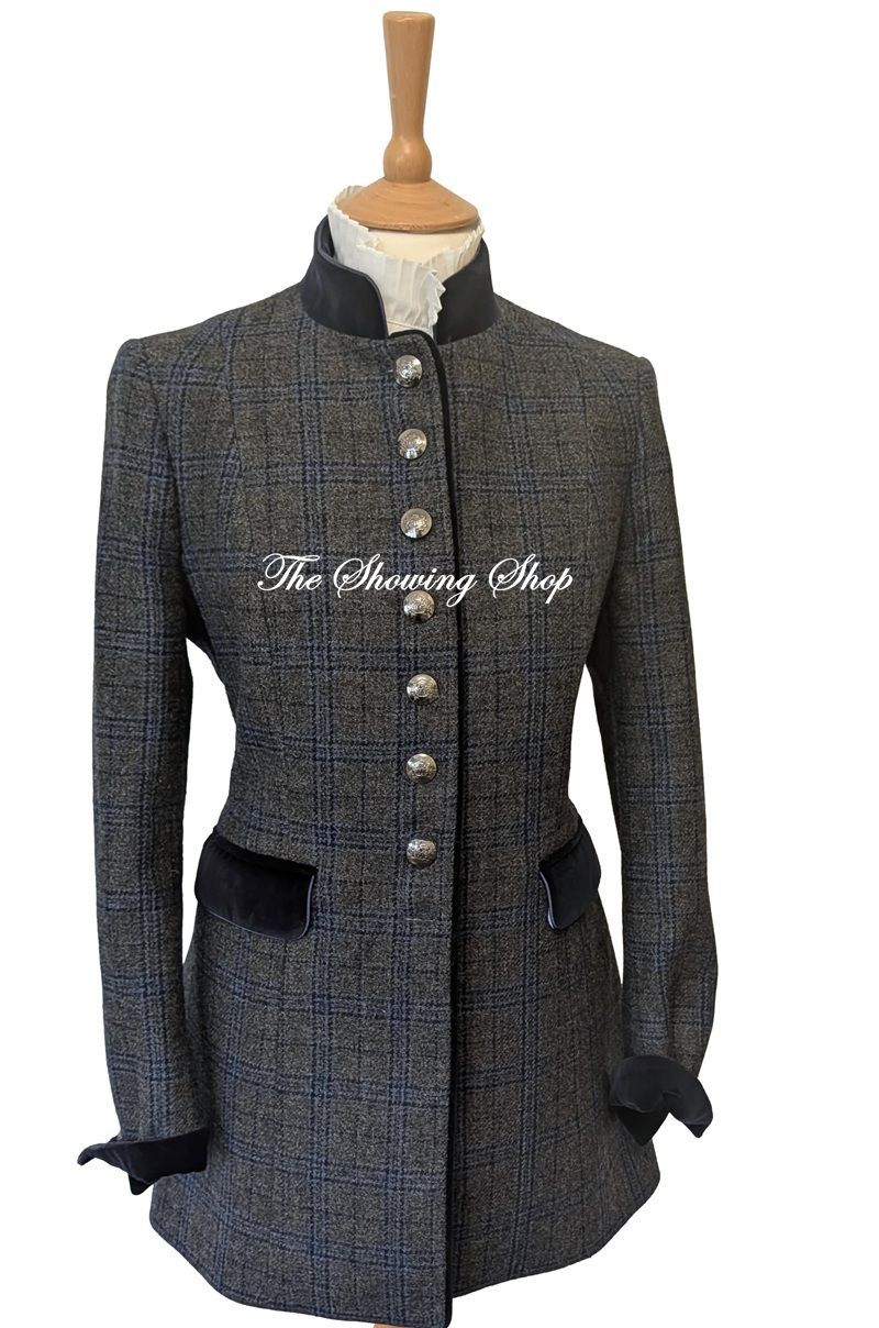 BARILOCHE GREY/ BLUE TWEED 3/4 LENGTH COAT SIZE 12