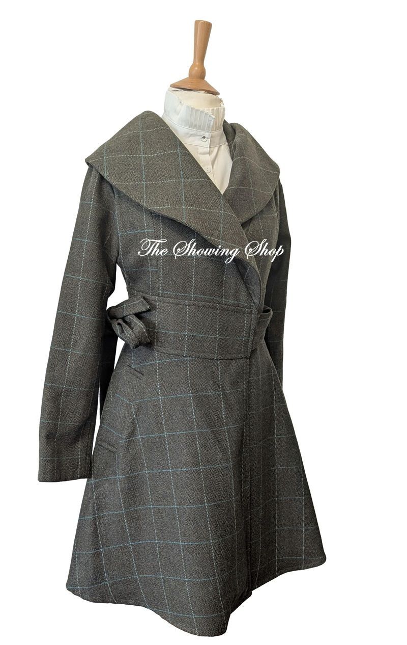 SIMILAN GREEN TWEED WRAP COAT SIZE 10