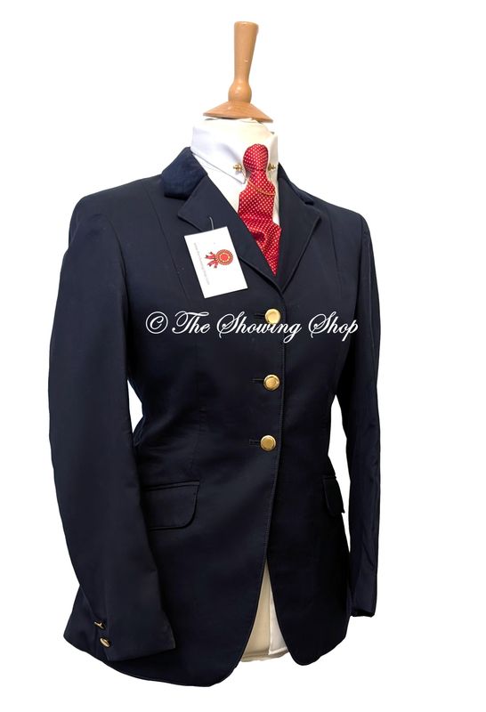 LADIES R H MEARS NAVY WOOL TROPICAL WEIGHT SHOWING JACKET SIZE 12 (36)