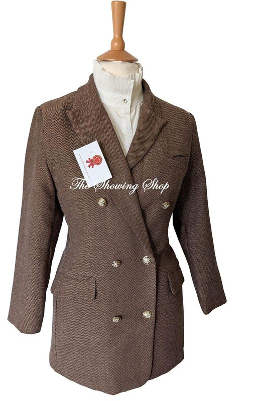 LADIES BROWN TWEED DOUBLE BREASTED BLAZER