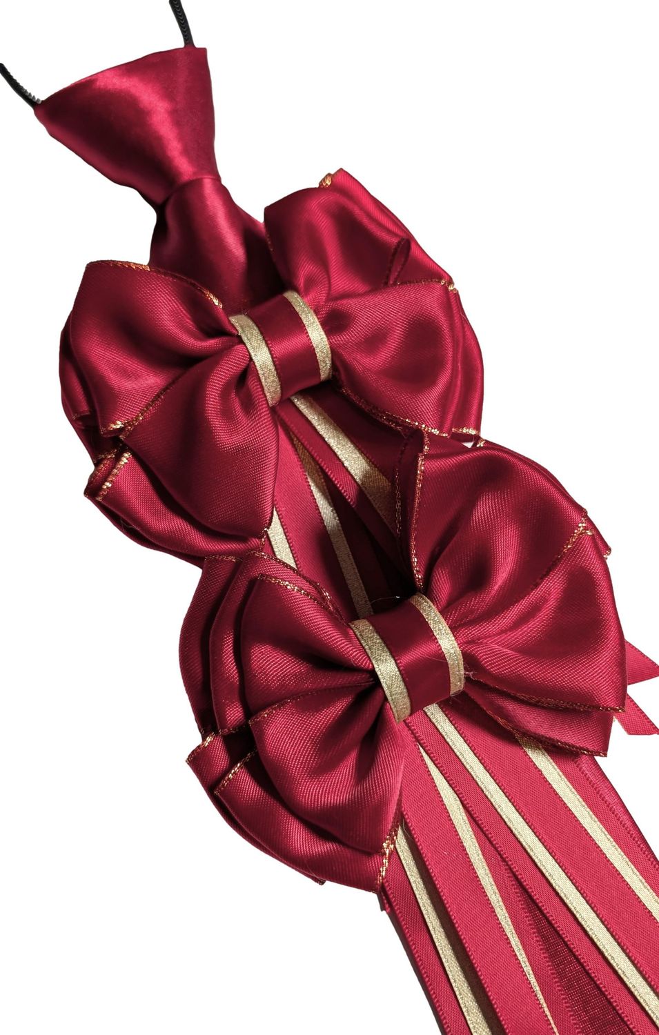 CHILDS  WINE RED  & GOLD SHOW BOWS AND  ZIP TIE SET