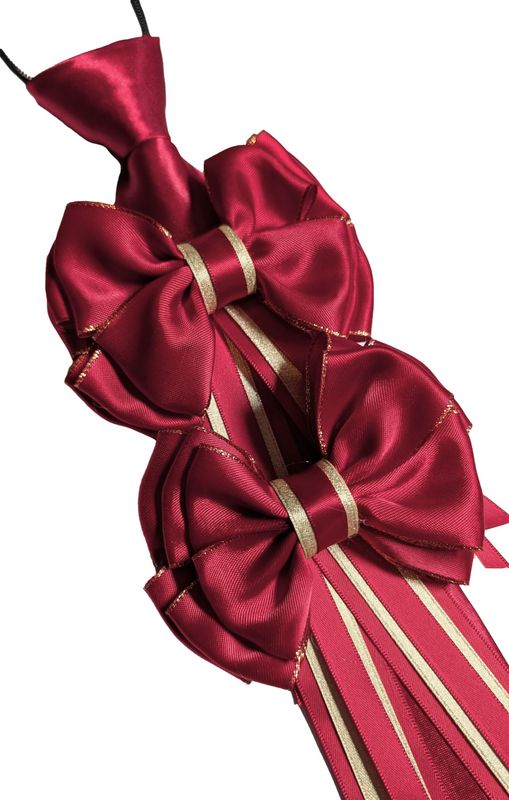 CHILDS WINE RED & GOLD SHOW BOWS AND ZIP TIE SET CHILDS WINE RED & GOLD SHOW BOWS AND ZIP TIE SET