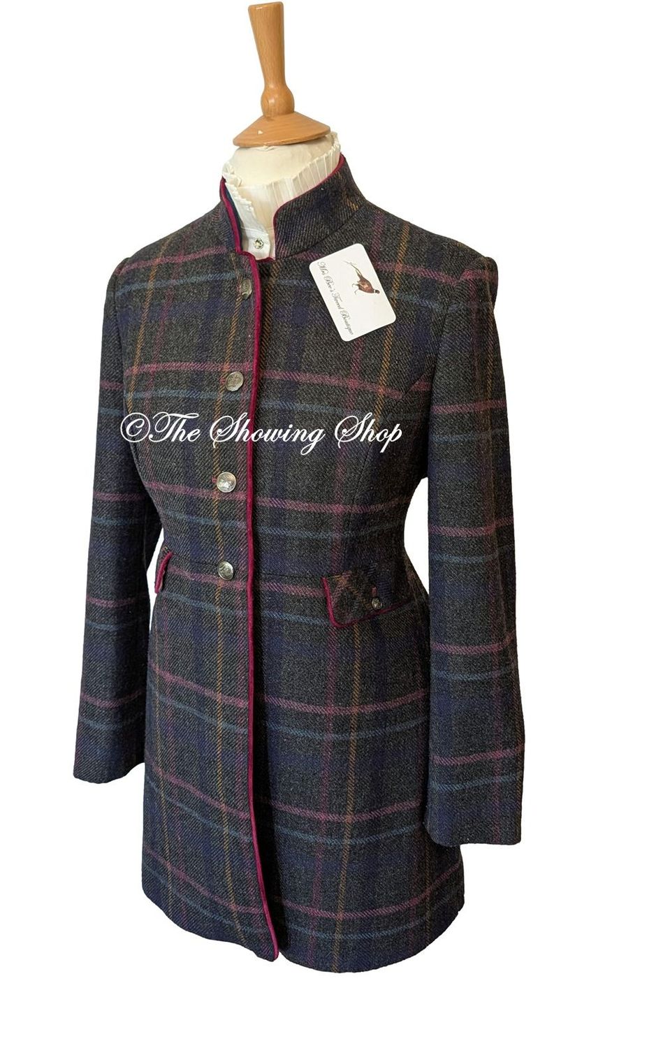 BARILOCHE CHARCOAL/ PINK  TWEED 3/4 LENGTH COAT SIZE 12