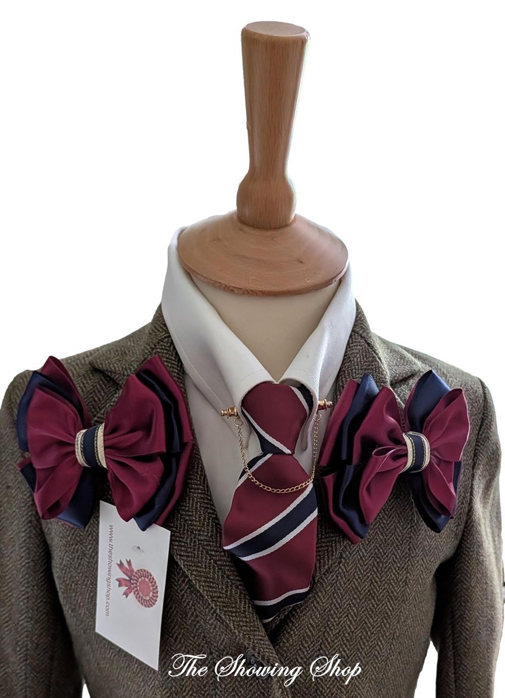 PREMIUM BURGUNDY & NAVY SHOW BOWS AND ZIP TIE SET