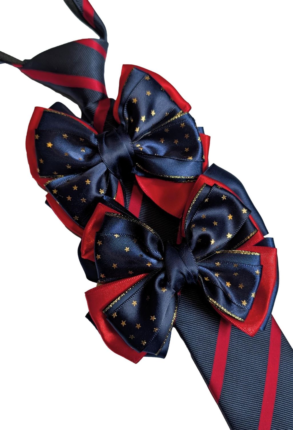 CHILDS PREMIUM SHOW BOWS AND ZIP TIE SET - RED & NAVY CHILDS PREMIUM SHOW BOWS AND ZIP TIE SET - RED & NAVY