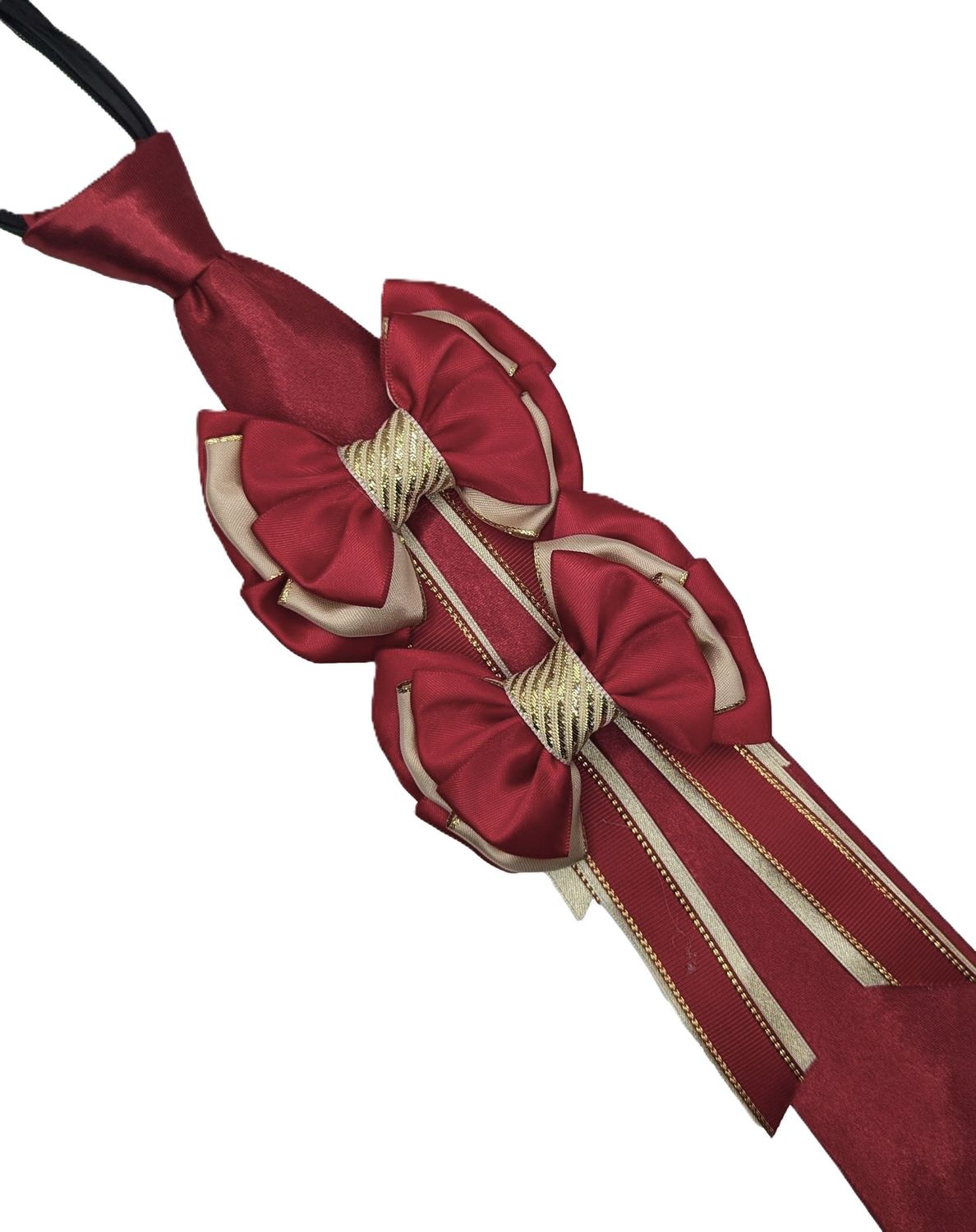 WINE & GOLD SHOW BOWS & ZIP TIE SET