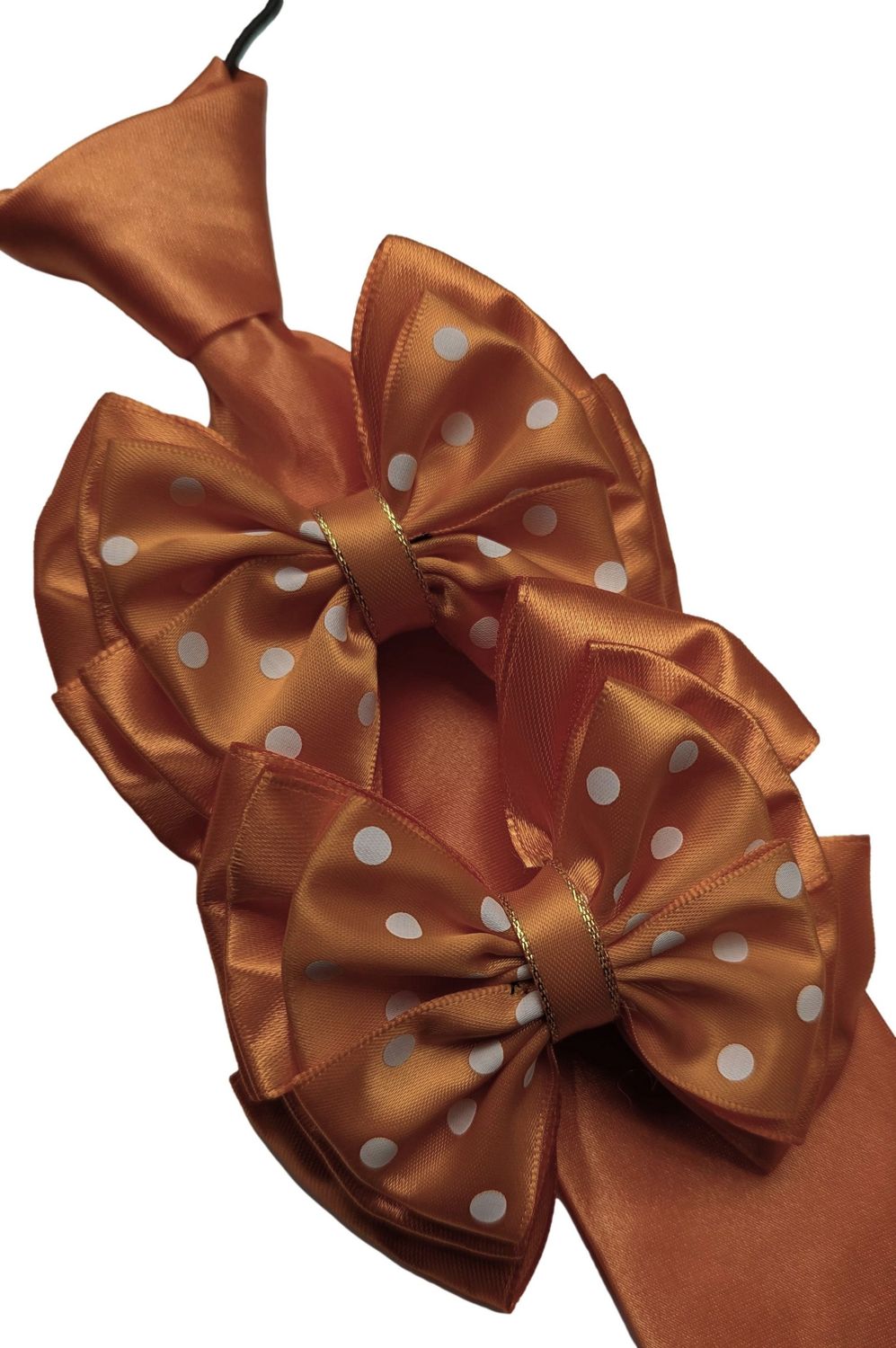 CHILDS ORANGE POLKA DOT SHOW BOWS AND TIE SET CHILDS ORANGE POLKA DOT SHOW BOWS AND TIE SET