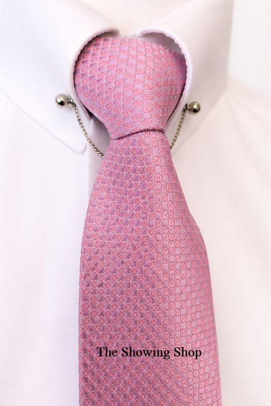 ADULTS ZIP READY TIED SHOWING TIE - BABY PINK CHECK