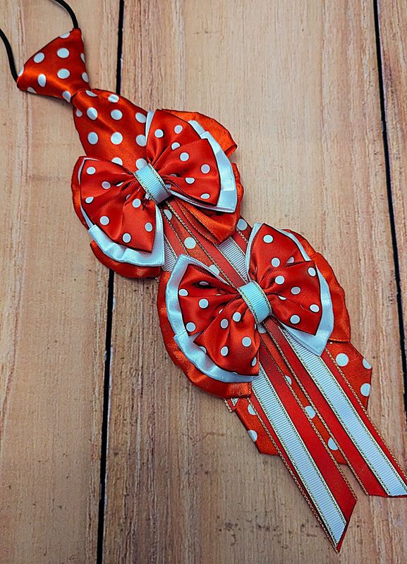 CHILDS RED & WHITE SHOW BOWS AND  TIE SET