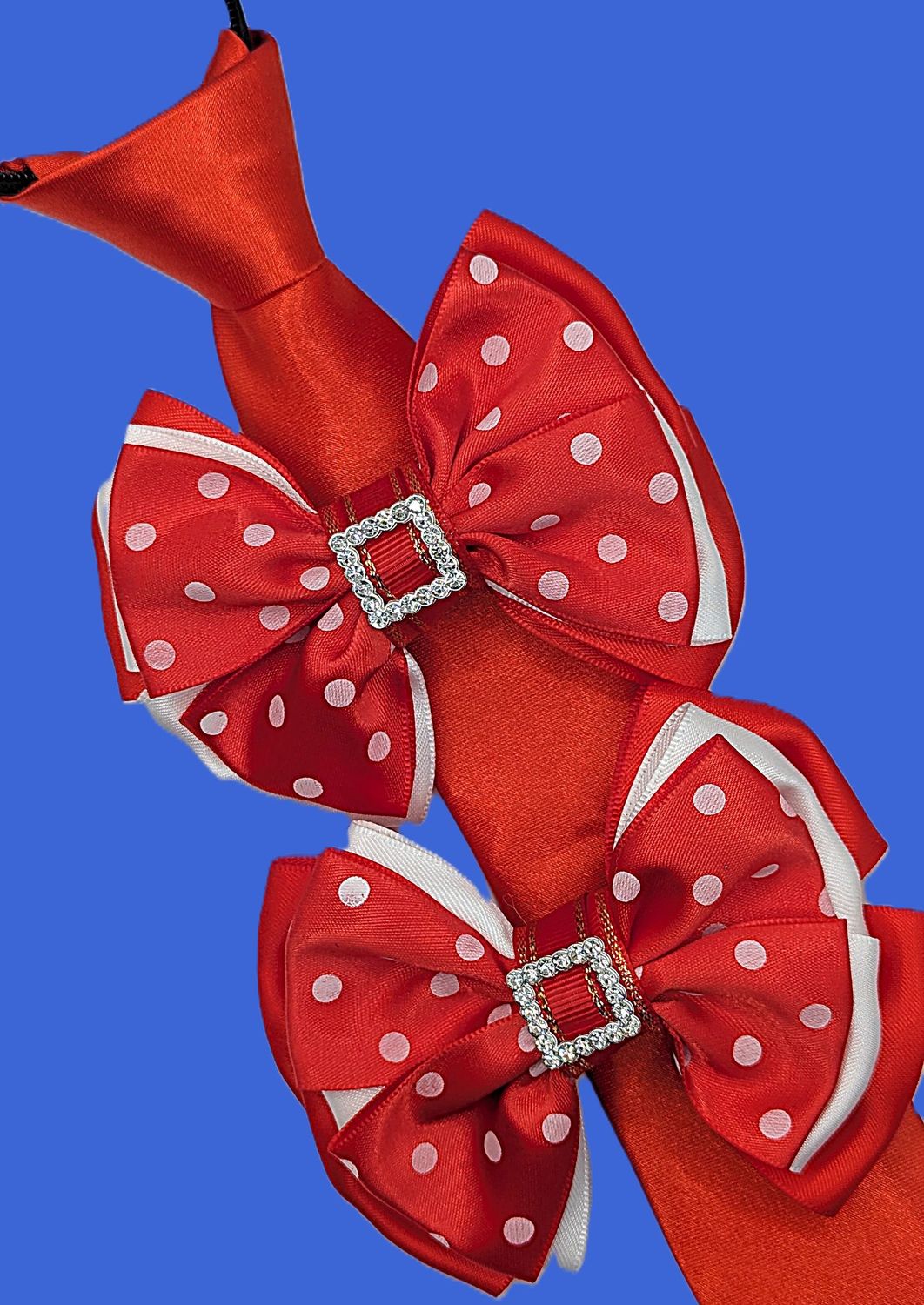 RED AND WHITE POLKA DOT SHOW BOWS AND TIE SET RED AND WHITE POLKA DOT SHOW BOWS AND TIE SET