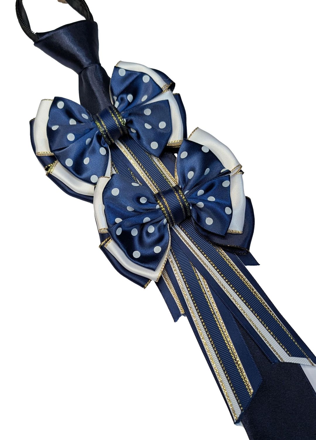 CHILDS NAVY AND WHITE SHOW BOWS AND TIE SET CHILDS NAVY AND WHITE SHOW BOWS AND TIE SET
