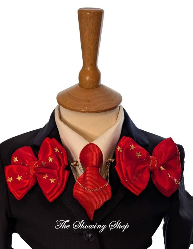 CHILDS PREMIUM RED/ GOLD STAR SHOWING BOWS AND ZIP TIE SET