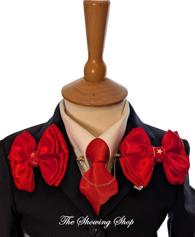 CHILDS PREMIUM RED/ GOLD STAR SHOWING BOWS AND ZIP TIE SET