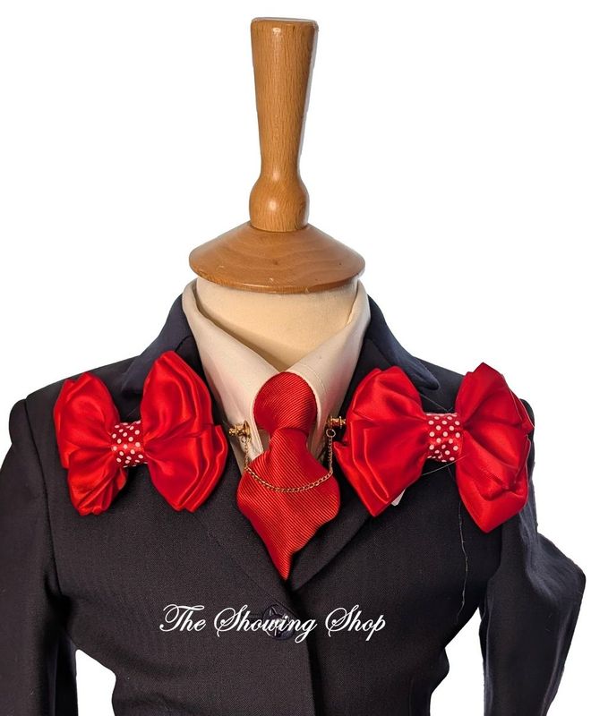 CHILDS PREMIUM RED POLKA DOT SHOWING BOWS AND ZIP TIE SET