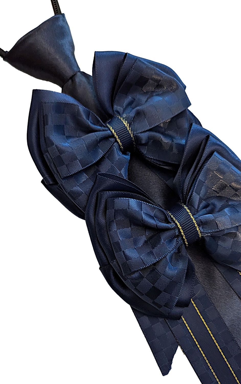 CHILDS PREMIUM SHOW BOWS AND TIE SET - NAVY & GOLD CHILDS PREMIUM SHOW BOWS AND TIE SET - NAVY & GOLD