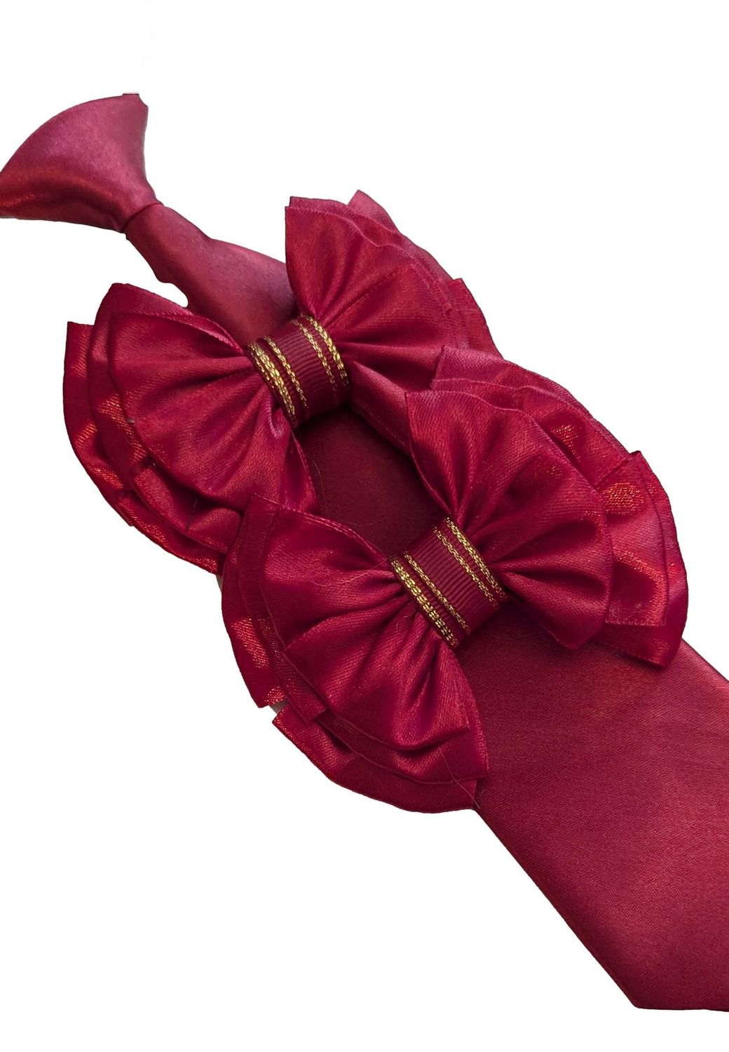 WINE & GOLD SHOW BOWS &  ZIP TIE SET