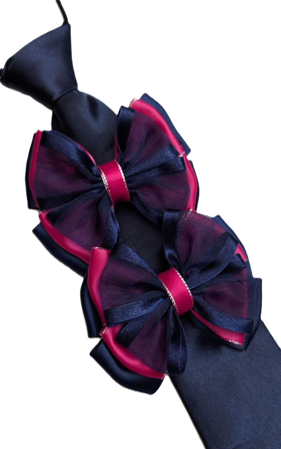 CHILDS SHOW BOWS & TIE SET- NAVY & HOT PINK CHILDS SHOW BOWS & TIE SET- NAVY & HOT PINK