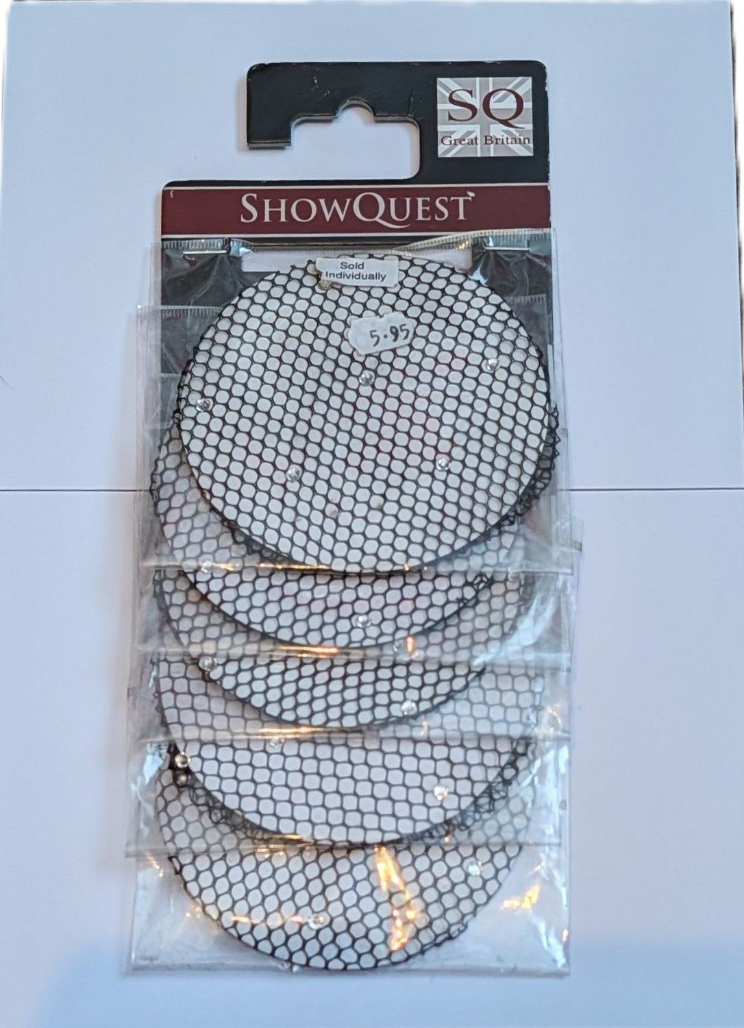 SHOWQUEST PACK OF 5 BLACK CRYSTAL BUN NETS